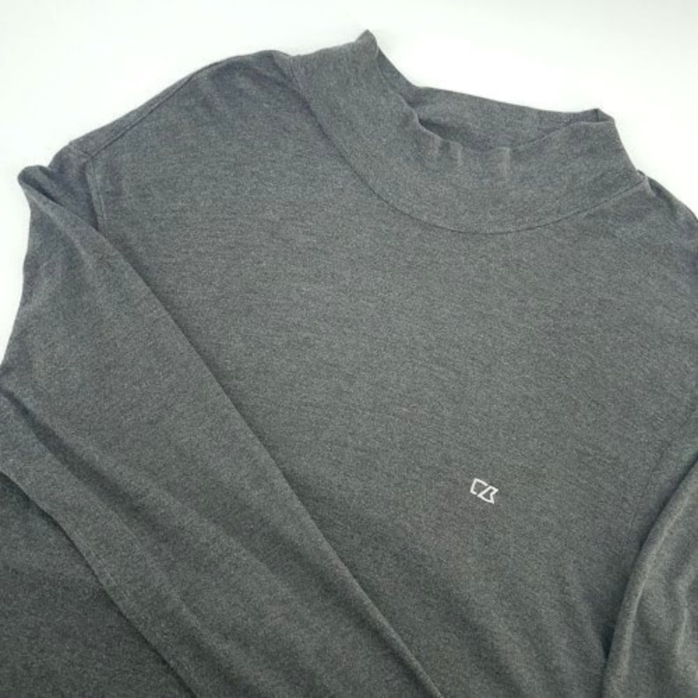 Cutter & Buck Mock Neck Long Sleeve Top Mens L Gray Athletic Golf Pullover